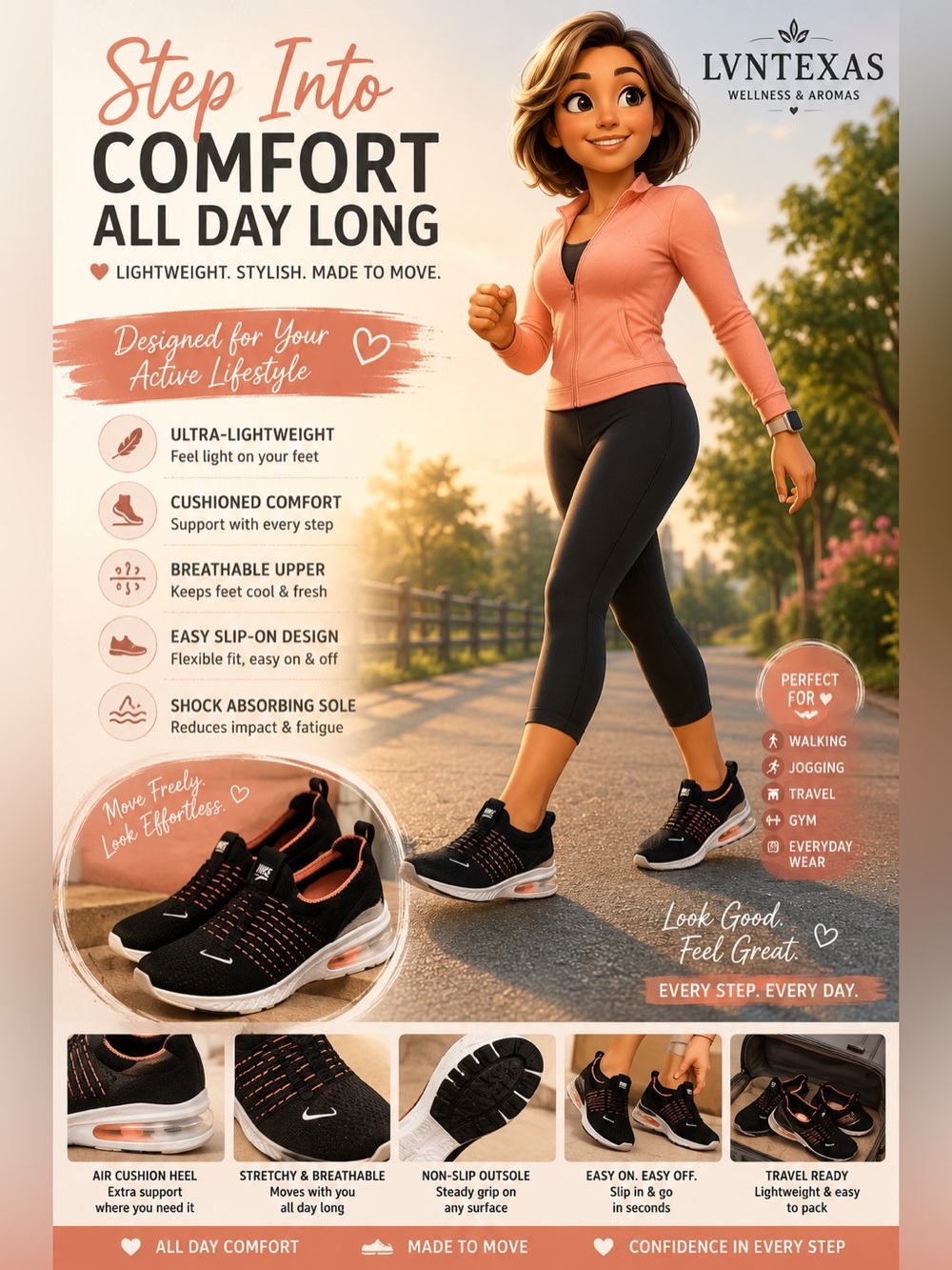 Nike Black Orange Slip-On Athletic Shoes
